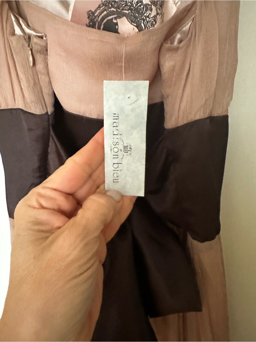 Madison Dusty Rose Midi Dress with Dark Brown Waistband - Picture 6 of 7